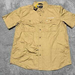 Carhartt Shirt Mens XL Tan Canvas Rugged Flex Professional Relaxed Button